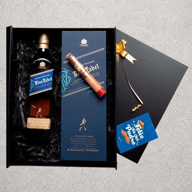 1 Blue Label Petaca 200cc + 1 Puro dias de Gloria + Caja M