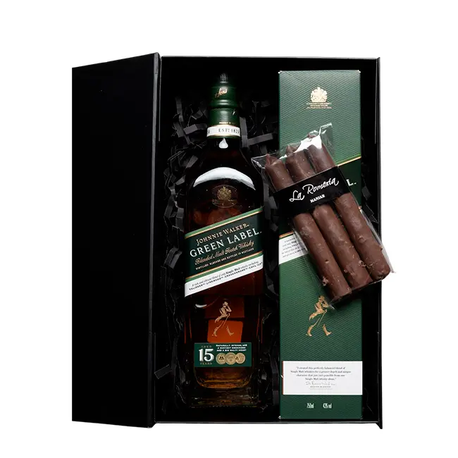 1 Johnnie Walker Green Label + 1 cuchufli + Caja M