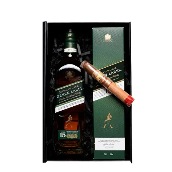 1 Johnnie Walker Green Label + 1 puro dias de gloria + Caja M