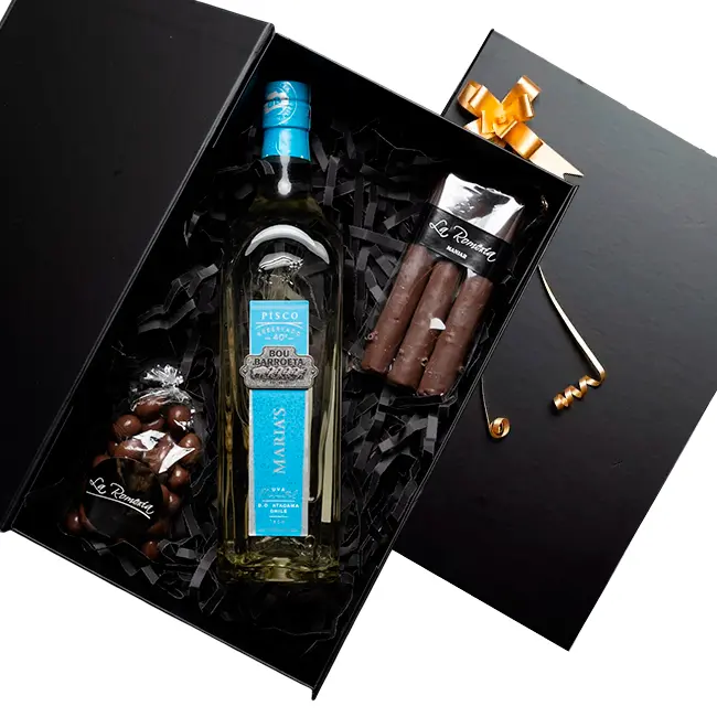 1 Pisco Bou Barroeta Marias 35° 750cc+ 1 almendras + 1 cuchufli + Caja M