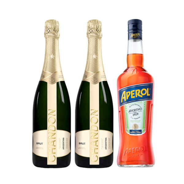 2 Chandon Brut 750cc + 1 Aperol 750cc