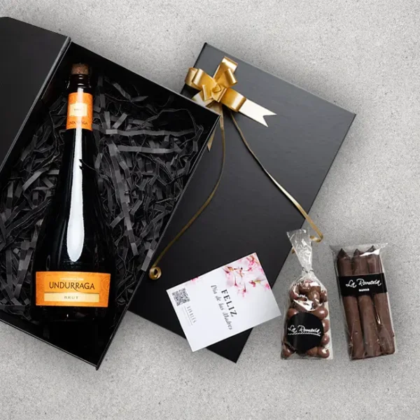 1 Undurraga Brut 750cc + 1 cuchuflí + 1 Almendra + Caja M
