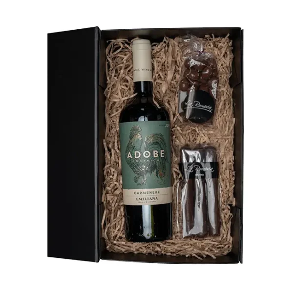 1 Adobe Orgánico Reserva Carmenere 750cc + 1 Cuchuflí + 1 Almendras