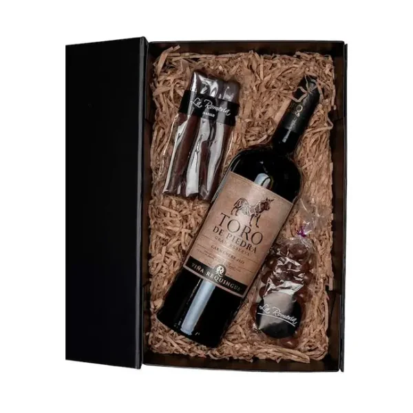 1 Vino Toro de Piedra Gran Reserva 750cc + 1 Cuchuflí + 1 Almendras
